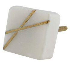 White Square Stone Gold Cross Dresser Knob